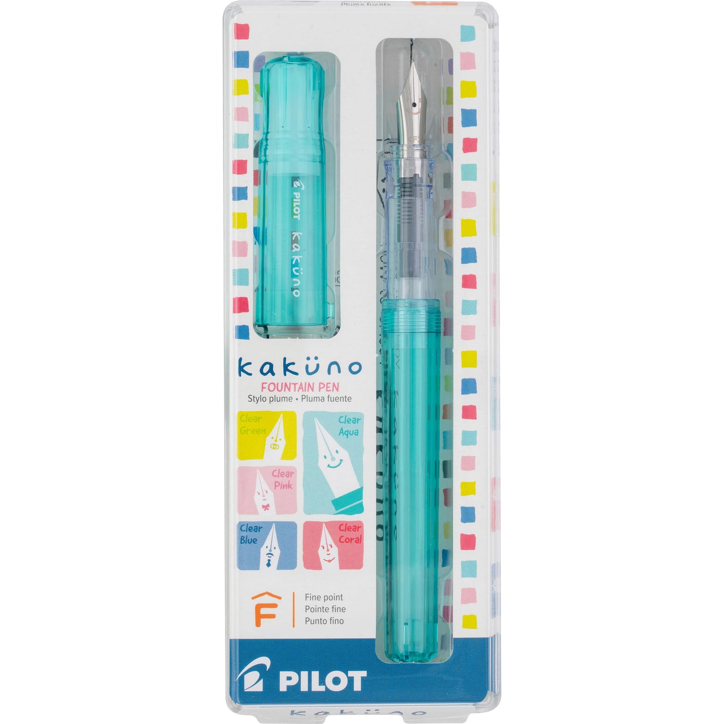 PILOT Kakuno Fountain Pen, Aqua Barrel, Fine Nib