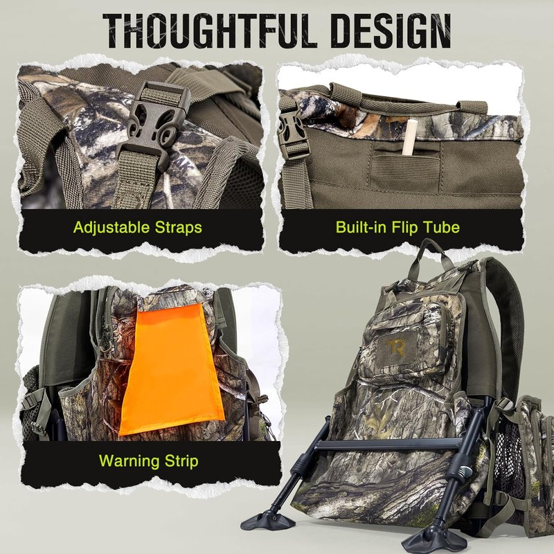Turkey Hunting Vest with Frame & Seat - Camo, Memory Foam Cushion, Multi-Pocket Storage | Adjustable Lightweight Gear for Men & Women