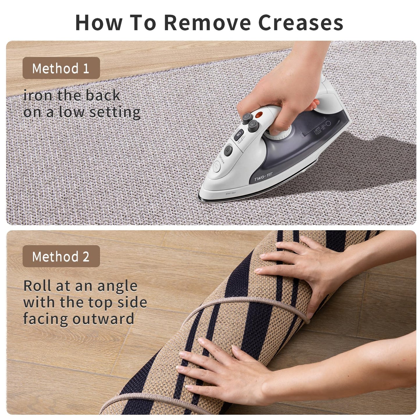 Tangsoo Stripe Easy Jute Rug,Ultra Thin 3x5 Washable Area Rug for Bedroom,Non-Slip Black Indoor Outdoor Rug Modern Farmhouse Low Pile Carpet for Patio Backyard Entryway