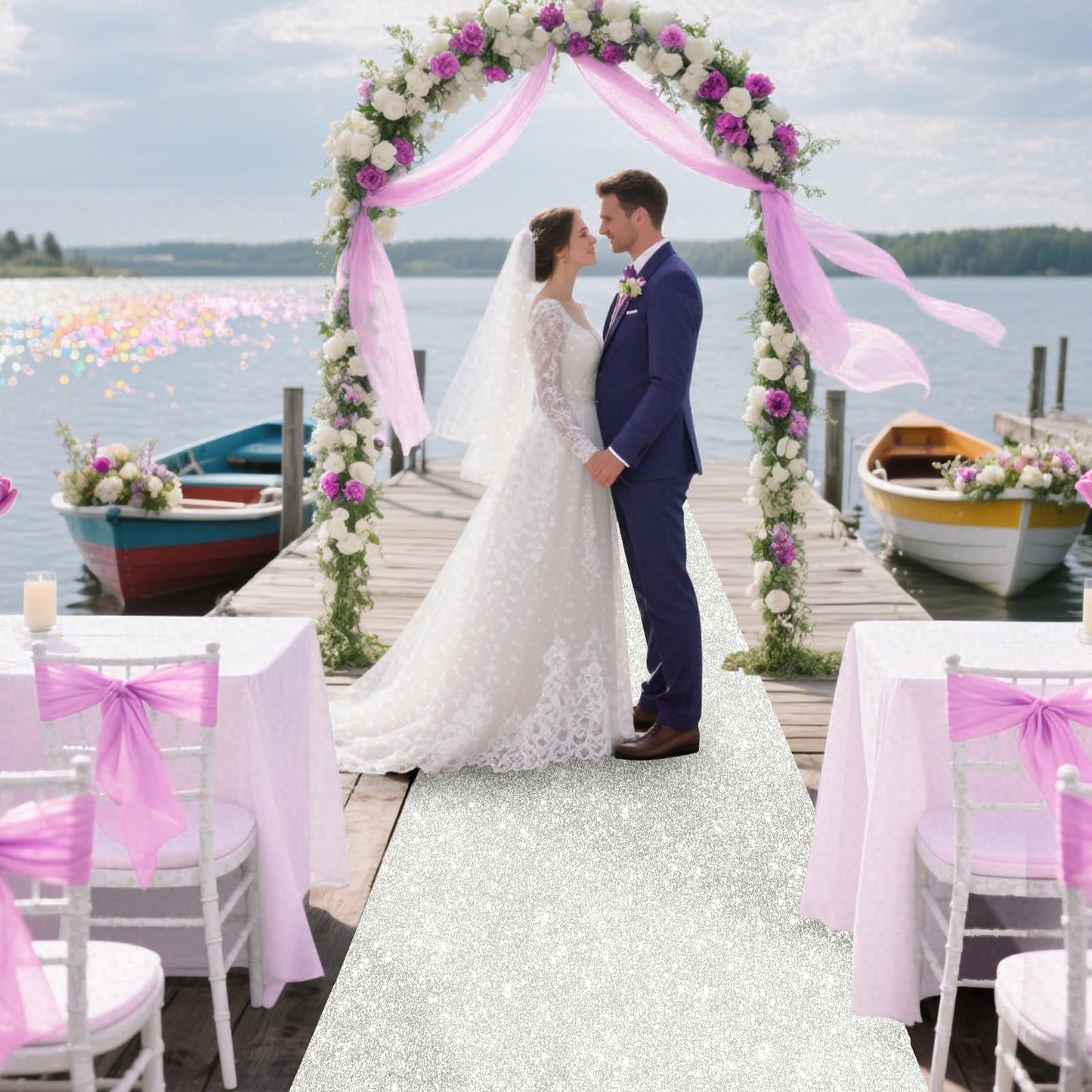 Glitter Carpet Runner 2.6FT x 30FT – Premium Non-Woven Sparkle Rug for Weddings, Movie Theme Parties & Events | Aisle Runner for Grand Entrances & Red Carpet Vibes (Glitter White, 2.6FTx30FT)