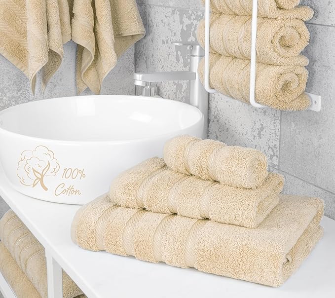 American Soft Linen Premium 3 Piece Towel Set, 1 Bath Towel 1 Hand Towel 1