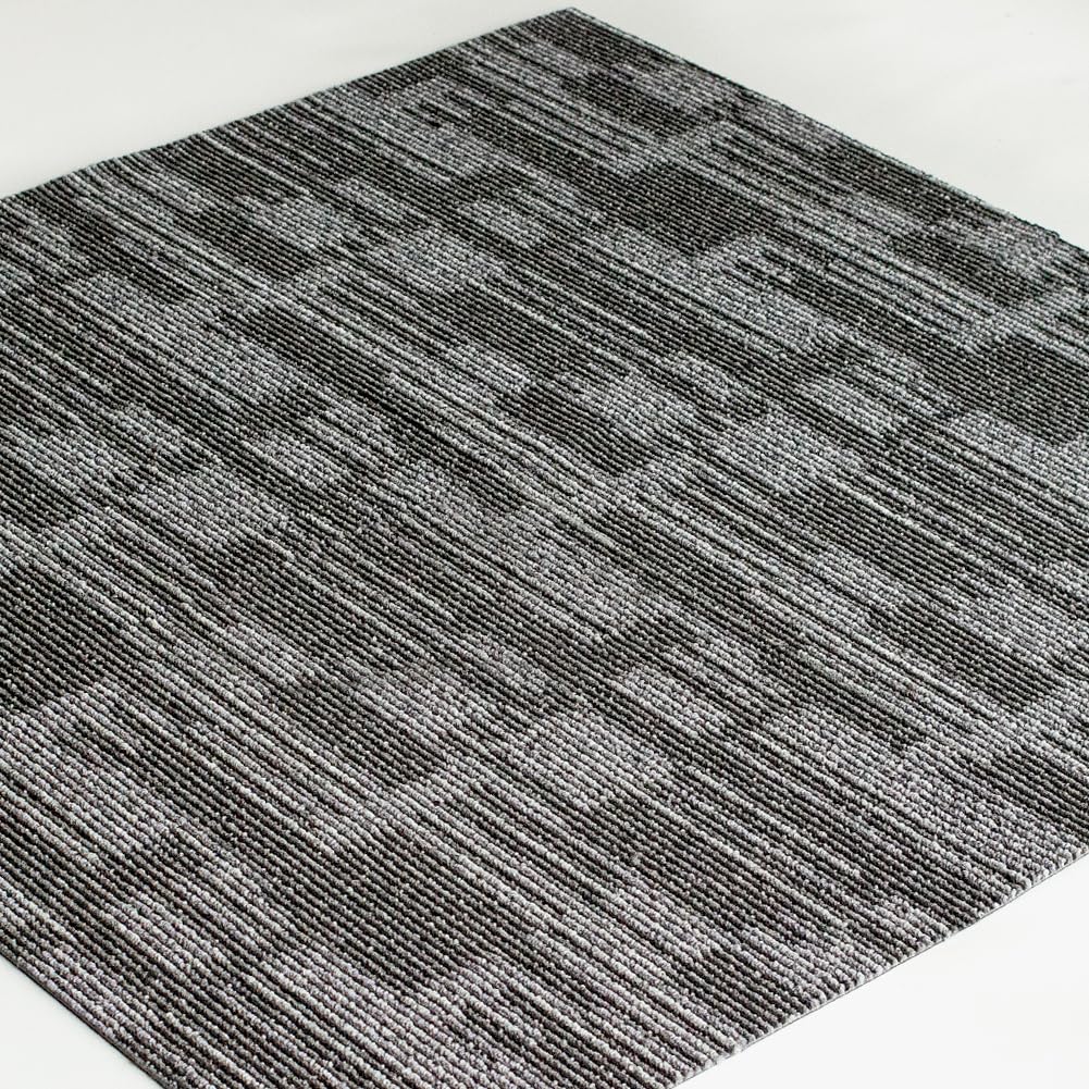 NINXANG Commercial Carpet Tiles Reusable 24" x 24" Squares 18 Tiles Non Slip Soft Floor Carpet for Office Living Room Bedroom Hotel Gym Easy DIY Installation with Flexlok Tabs (Grey)
