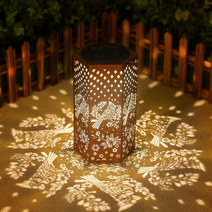 Gifts for Women, Men, Mom, Cardinal Bird Solar Lanterns Outdoor Waterproof - Solar Lights Outdoor Hanging Garden Decor for Outside, Patio, Outdoor, Yard, Lawn, Balcony