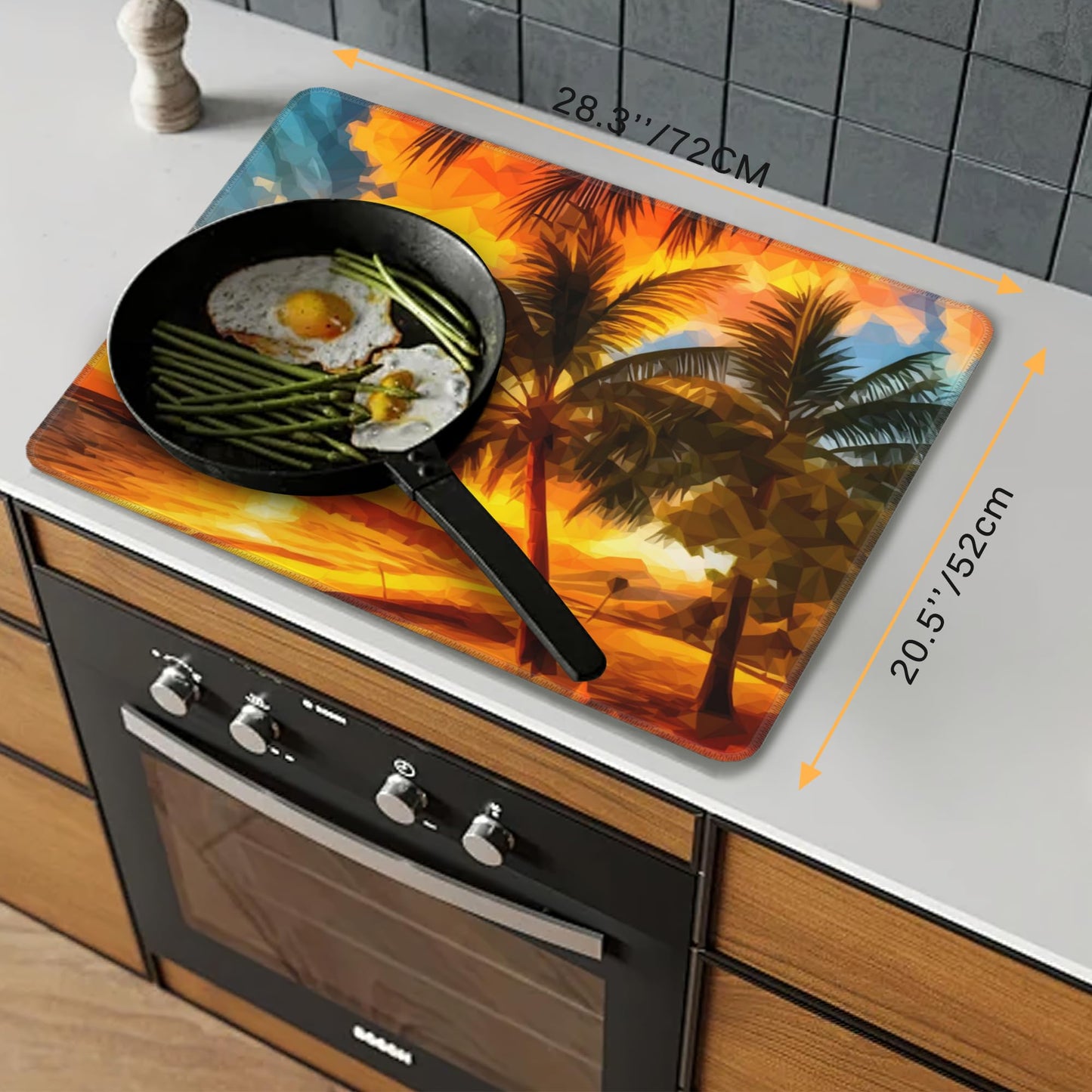 Stove Top Cover for Electric Stove，Christmas Kitchen Decor Beach Palm Sunset Extra Thick Natural Rubber Glass Top Protector, Prevents Scratching, Expands Usable Space 28.5'' x 20.5''