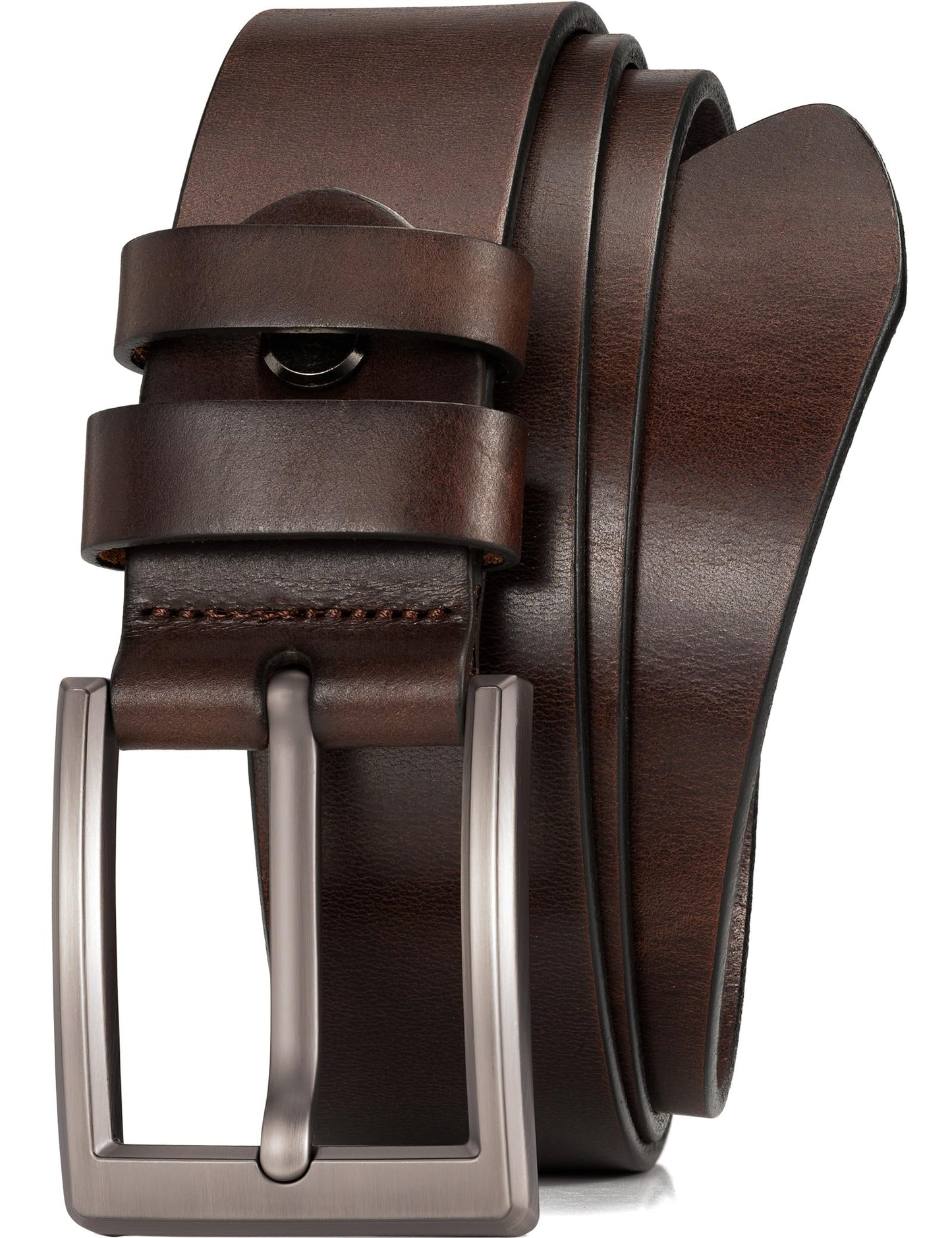 WOLFANT Men's 1.5" Full Grain Leather Belt,100% Italian Real Solid Leather