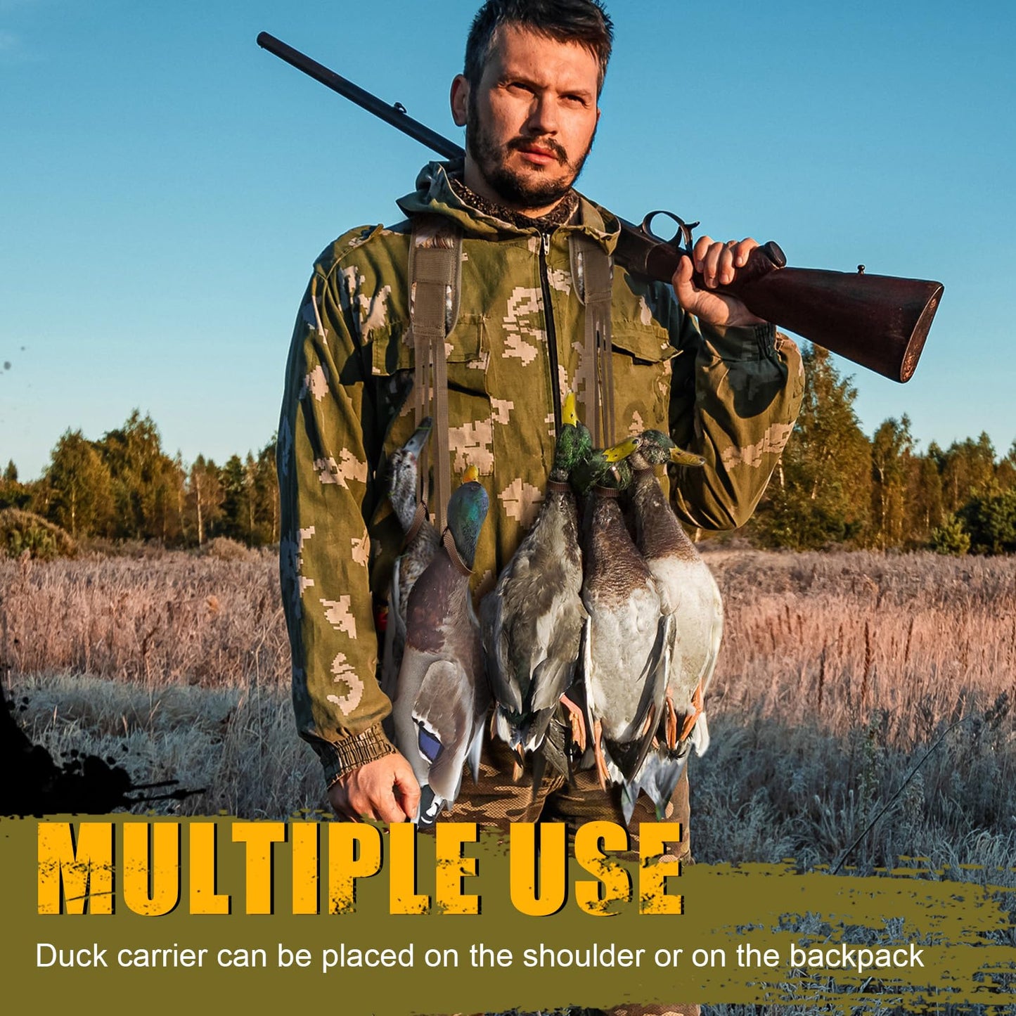 Datanly 4/2Pcs Duck Strap Game Carrier Duck Hunting Gear Camo Lanyard 12/8 Drops Waterfowl & Goose Hunting Accessories, Bird Call Lanyard Dove Strap Hanger, Outdoor Gear Hunter Gift(2 Pcs,8 Drops)