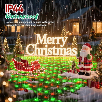LitHome 14.8FT x 5FT Christmas Net Lights Outdoor, 300 LED Red Green Bush Lights with 8 Modes, Connectable Waterproof Net Mesh Light Dark Green Wire for Bushes Shrubs Outdoor Christmas Holiday Decor