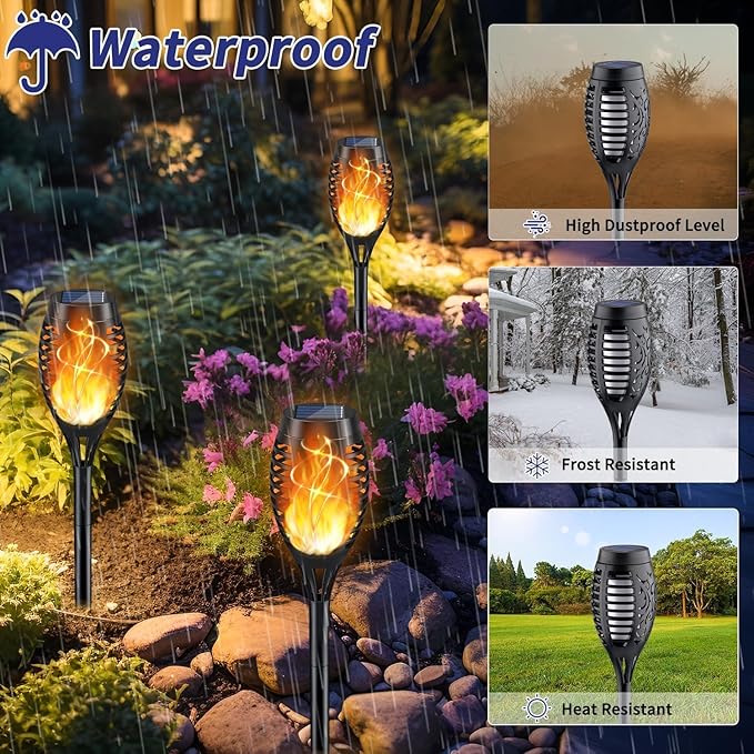 KYEKIO Solar Lights for Outside, 16Pack Solar Flame Torch Light, Garden Light Outdoor Waterproof, Halloween Lights Outdoor for Yard Decor, Halloween Outdoor Decorations Lawn Pathway