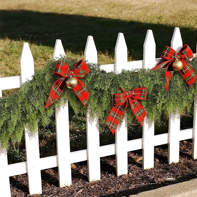 9FT Real Touch Cedar Garland for Fireplace - Artificial Christmas Garlands Realistic Faux Greenery Fake Pine Needles Garland for Holiday,Table, Window,Mantel,Stairs, Home,Indoor Outdoor Decor (1PCS)
