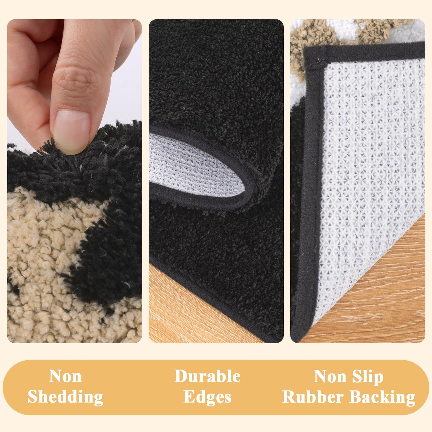 HEBE Boho Bathroom Rugs Set 3 Piece, Non Slip Washable Bath Mat Set, Ultra Absorbent Microfiber Bathroom Mats with U-Shaped Contour Toilet Rug, Aztec Western Bath Carpet Set for Tub, Shower