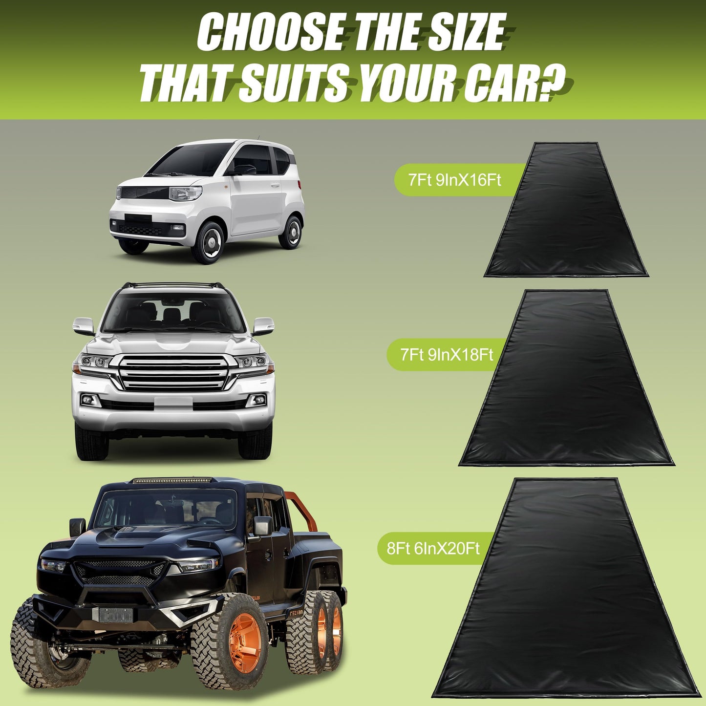 ChaoJin Rain Mat for Car, Black Garage Rubber Car Mat for Snow, Mud, Rain(7ft 9in x 16ft)