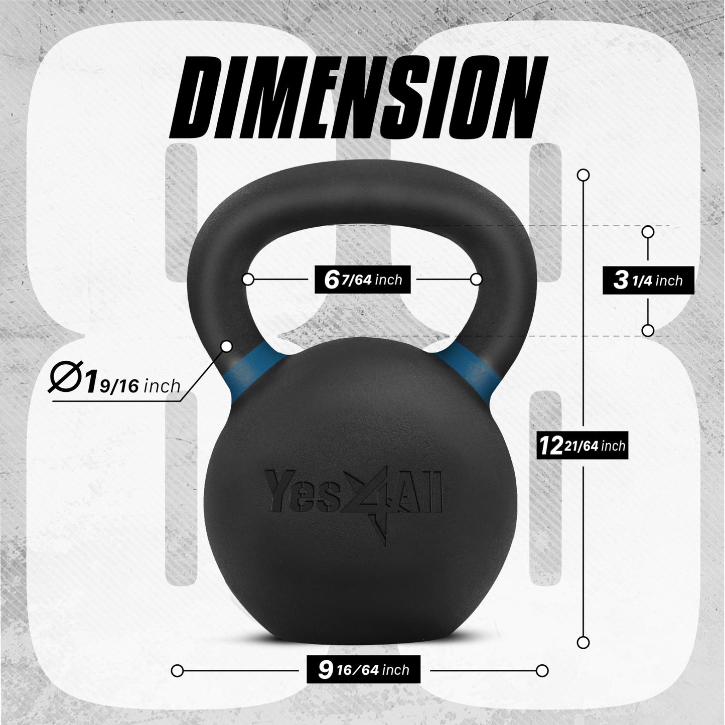 Yes4All Powder Coated Kettlebell, Cast Iron Core Kettlebells with Non-Slip Handle & Flat Bottom for Conditioning, Heavy Duty for Strength Training, 9lb to 71lb - Single & Pair