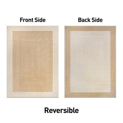 Rugshop Natural Braided Geometric Reversible Weather Resistant Indoor/Outdoor Area Rug, for Patio, Balcony and Living Room, 5' x 7'