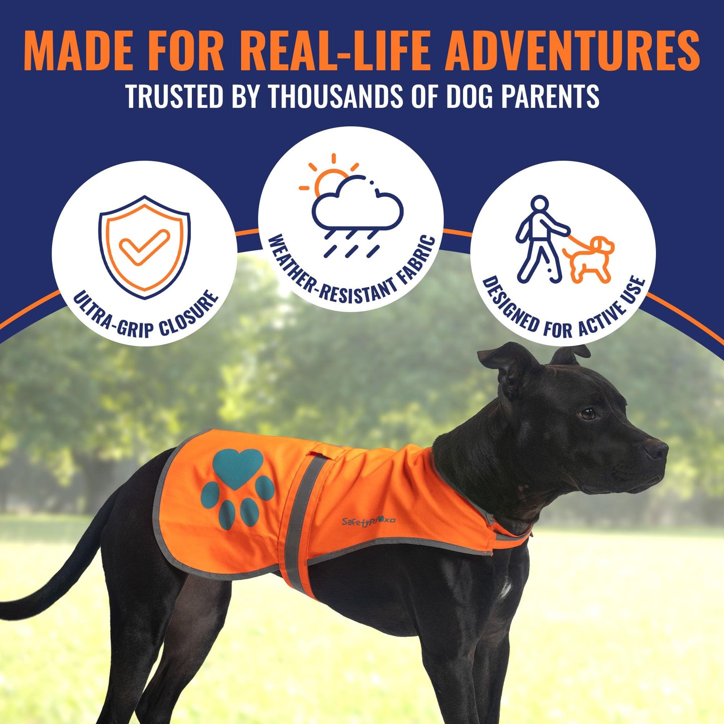 Blaze Orange Reflective Dog Vest, High Visibility in Woods & Hunting Areas