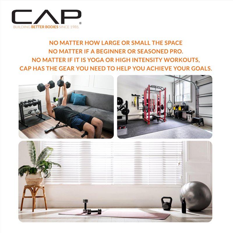 CAP Barbell 3/4-Inch Interlocking EVA Foam Exercise Puzzle Mat Home Gym Flooring - 2 Pack | 24" x 24" x 3/4" | Diamond Pattern - Black
