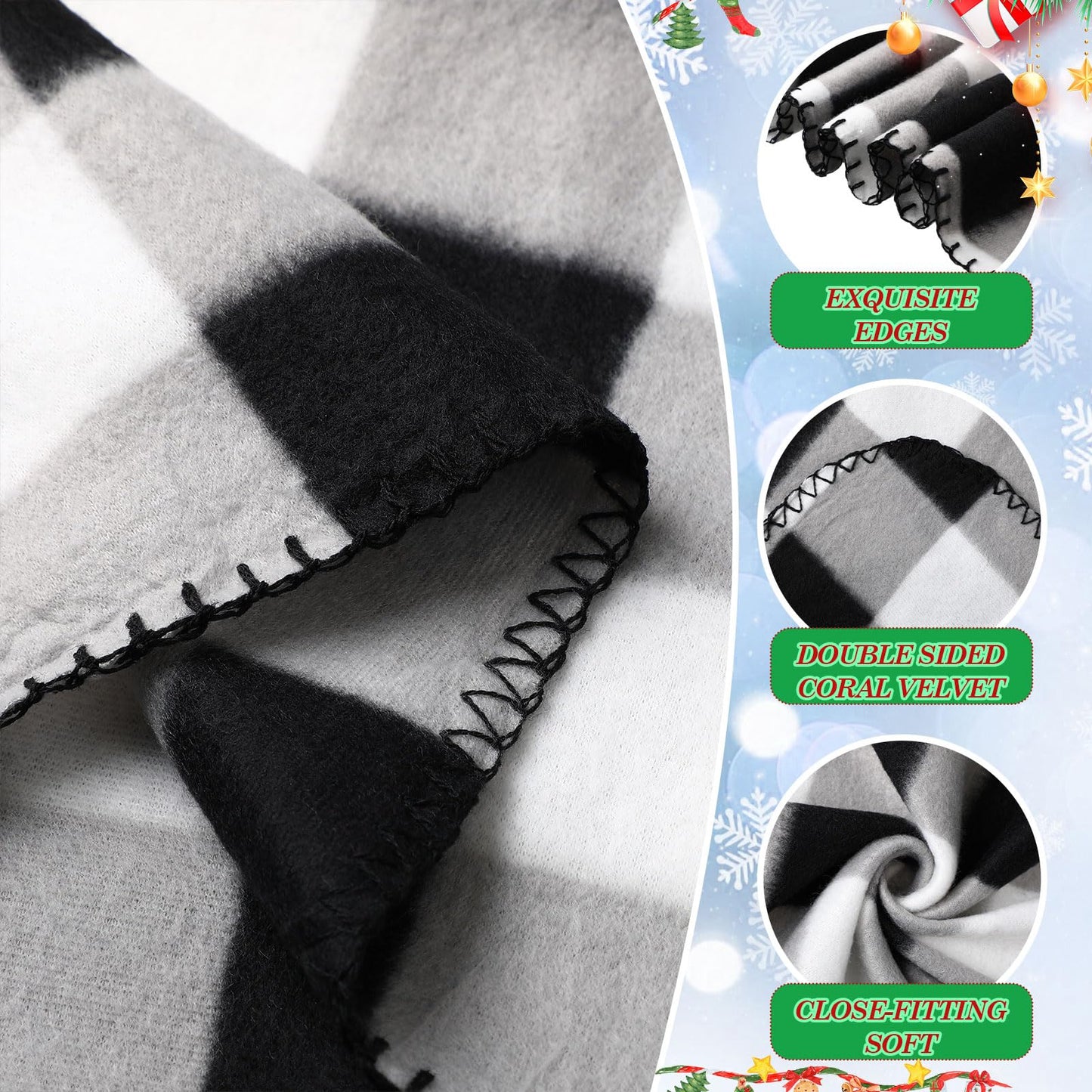 Preboun 6 Pcs 50 x 60 Inch Fleece Throw Blanket Bulk Printed Warm Throw Blanket for Couch Winter Travel Wedding Decorations Gifts (Christmas)