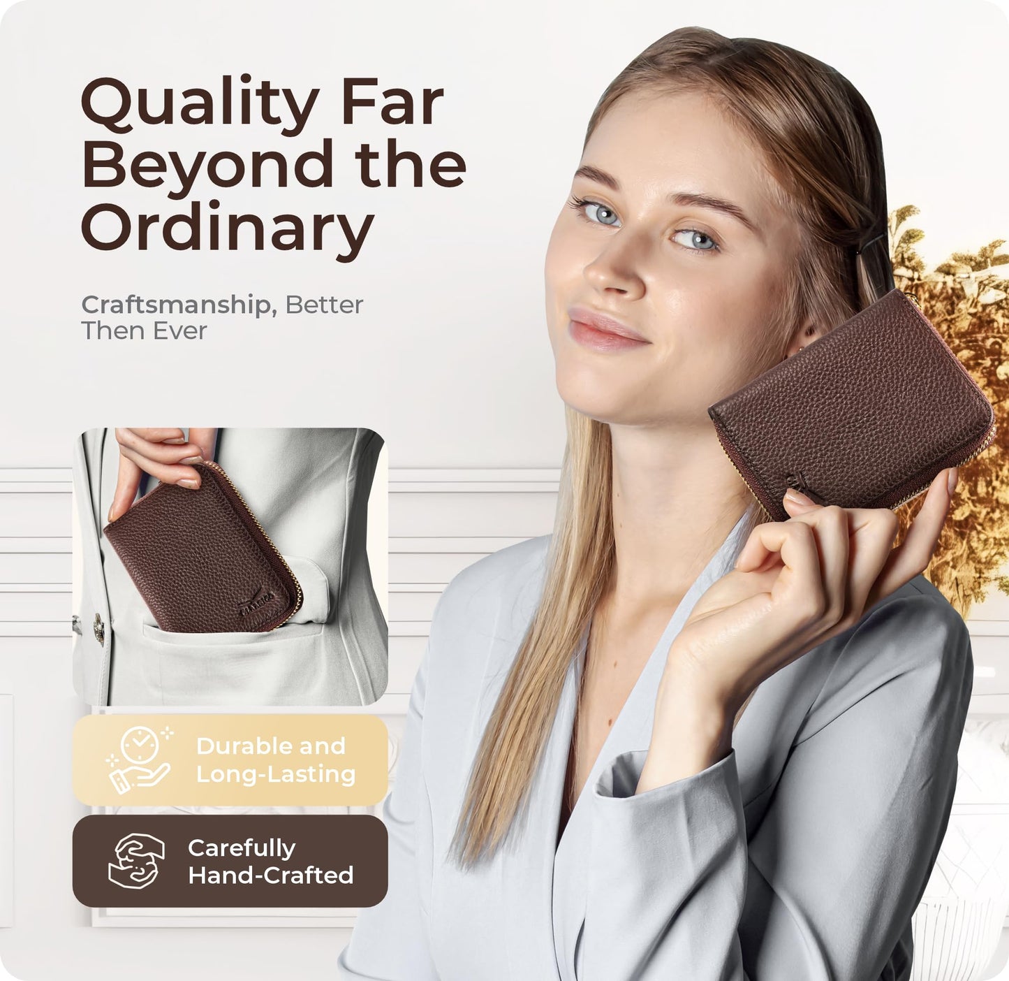 Claasico Bifold Wallet for Women RFID Blocking | Genuine Leather Zip Wallet & Ladies Coin Pocket | Stylish Credit Card Holder | Travel Wallet with Anti-Theft Protection
