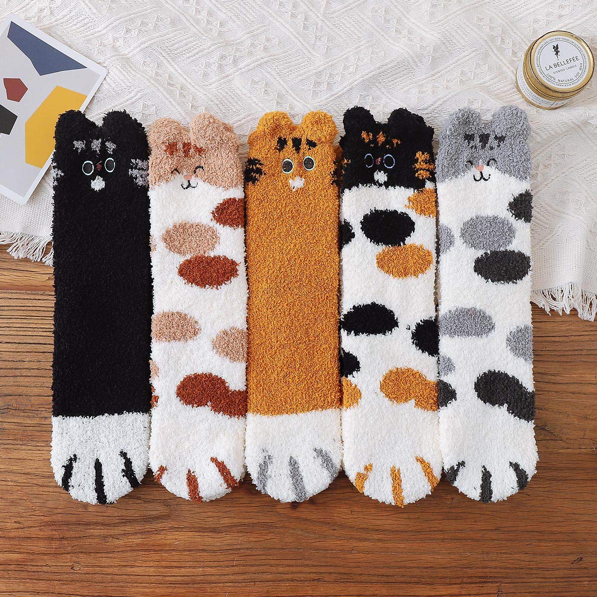 Horuru Cat Fuzzy Socks for Women，Cats Fluffy Cozy Slipper Socks Birthday Gifts for Her Christmas Gift for Women