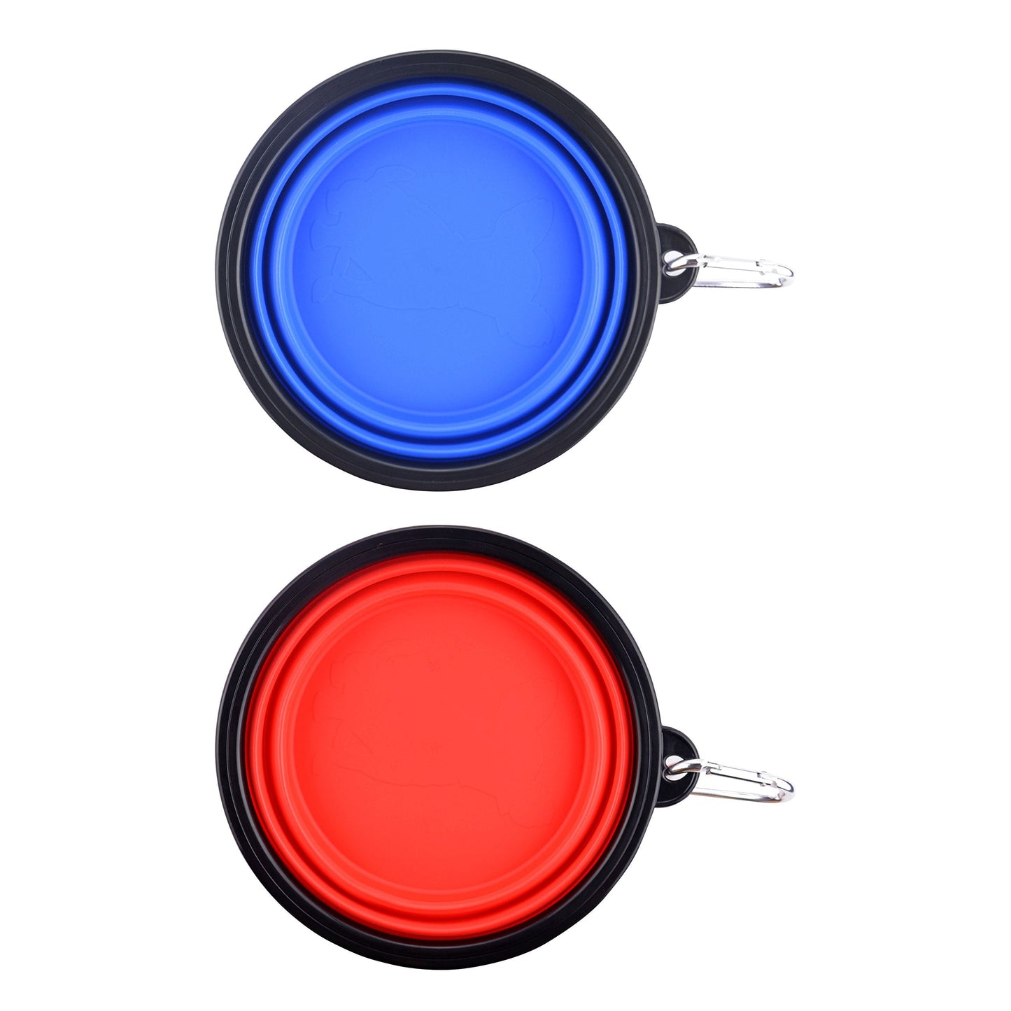 Large Collapsible Dog Bowls, 34oz Travel Water Food Bowls Portable Foldable Collapse Dishes with Carabiner Clip, 2 Pack (Purple+Red)