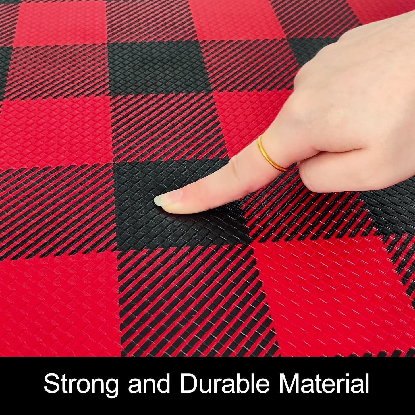 Aoczes Long Kitchen Runner Rug Anti-Fatigue Floor Mat 17.3x94 Inches Black Red Buffalo Plaid Waterproof Non-Slip Comfort Mat for Kitchen, Office, Laundry Room