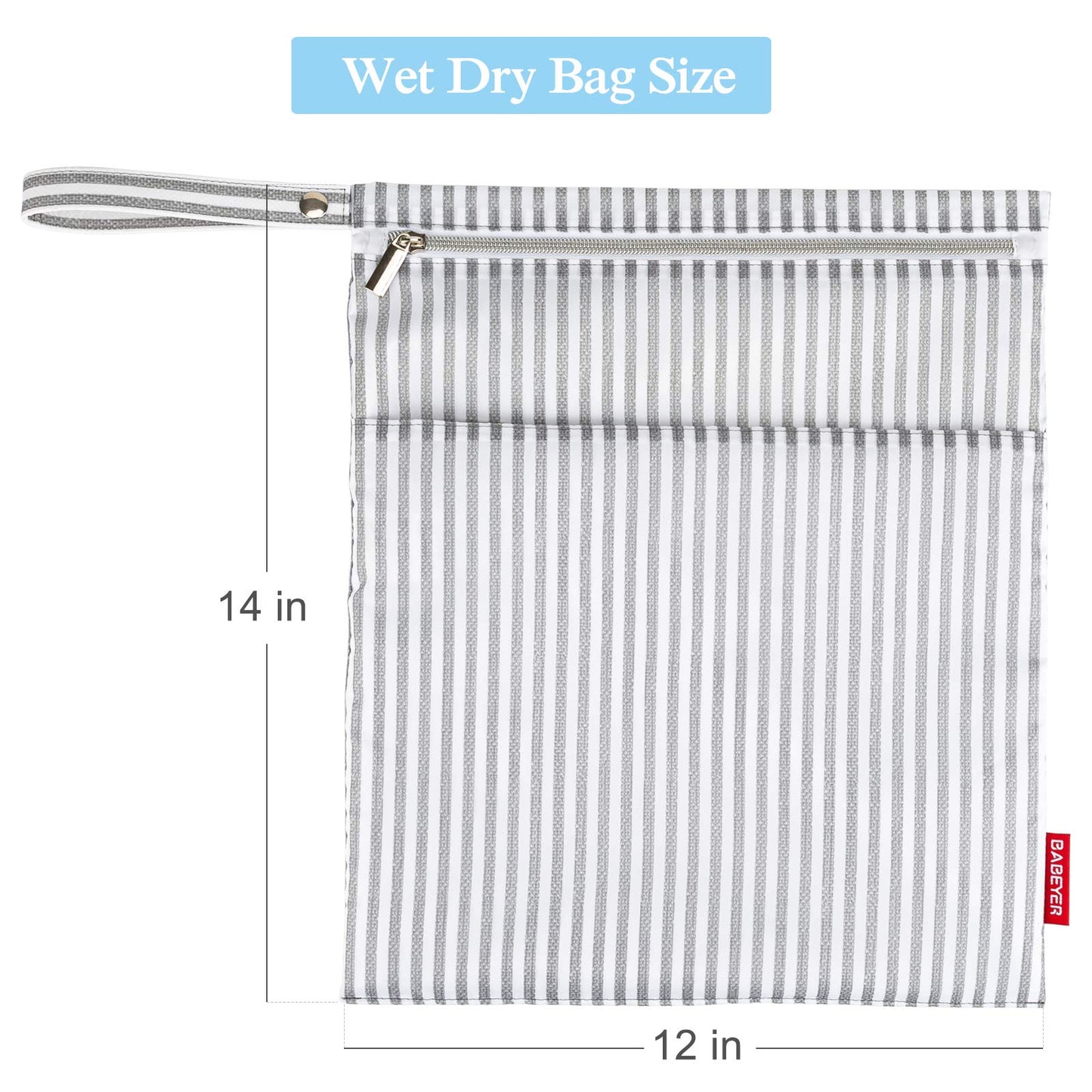 BABEYER 2Pcs Wet Dry Bags for Baby Cloth Diapers Waterproof Washable Reusable with Two Zipper Pockets for Dirty Gym Clothes, Travel, Beach Pool Daycare Soiled baby Accessories
