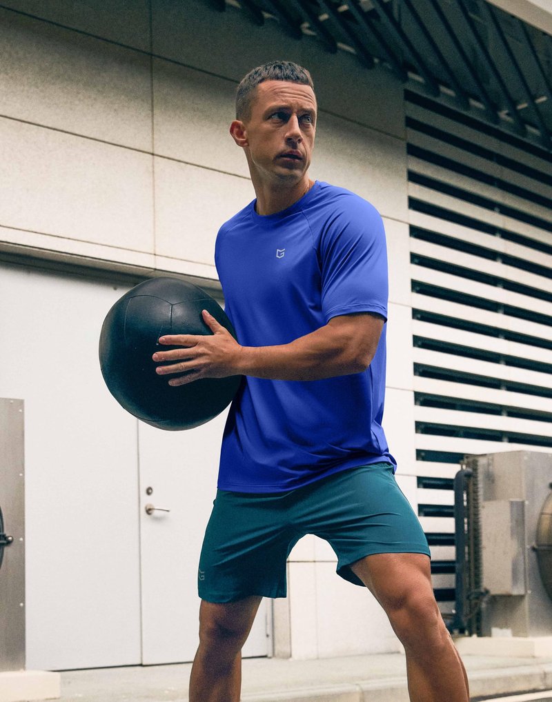 G Gradual Men's Athletic Workout T-Shirts Moisture Wicking Cooling Running Shirts Short Sleeve Performance Tee for Gym Tennis(Royal Blue,XL)