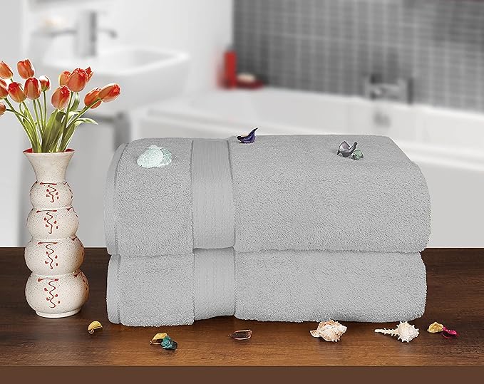 GLAMBURG 700 GSM Premium Cotton 2-Pack Oversized Extra Large Bath Sheets