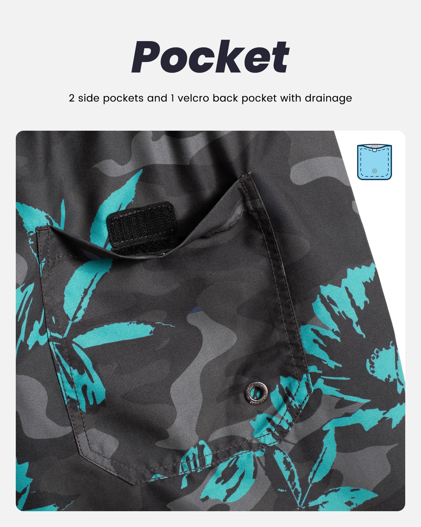 maamgic Mens Swim Trunks Quick Dry Swim Shorts with Mesh Lining Funny Swimwear Bathing Suits 7inch Dark Grey Poppy Flower X-Large