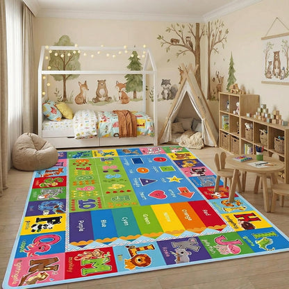 ABC Kids Playroom Rug – Extra Large Educational Carpet with Letters, Numbers & Animals, Thick Soft Floor Mat for Classroom, Nursery & Preschool (59 x 39.4 Inch)
