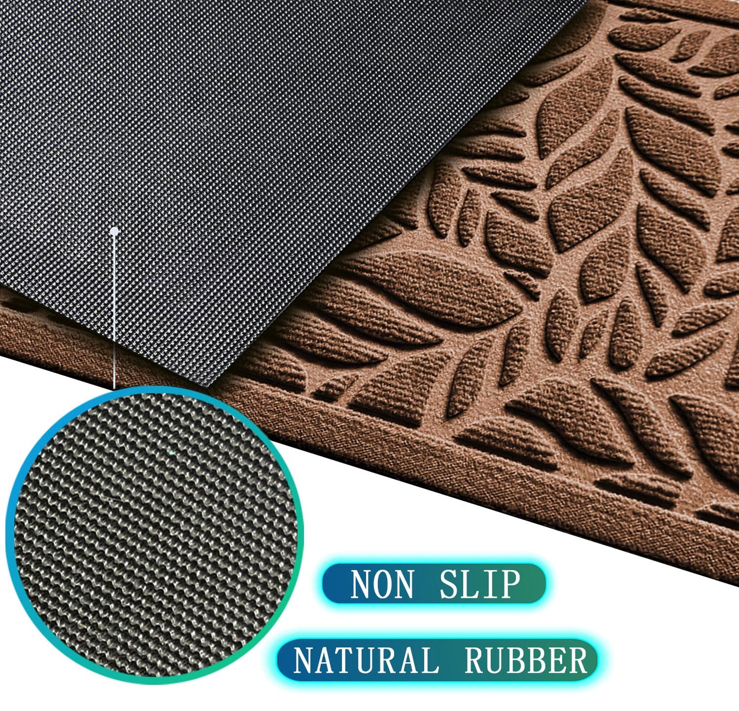 Bulijojo Front Door Mat Entrance,Durable Heavy Duty Welcome Mat,Thick Absorbent Natural Rubber Non Slip Mat,Sturdy Entryway Brown Leaves,23x35