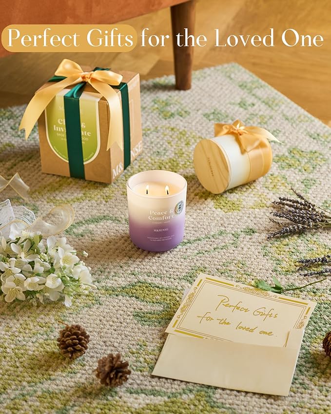 M&SENSE Lychee Cherry Rose Scented Candle for Home, 14.1oz 80-Hour Long-Lasting Non Toxic All Natural Soy Wax Flower Scent Aromatherapy Candle for Family & Housewarming Gifts
