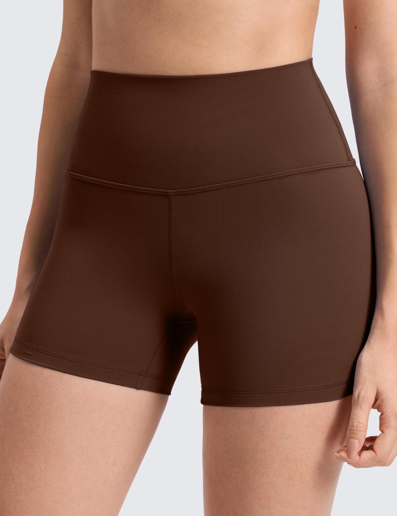 CRZ YOGA Butterluxe Biker Shorts 4'' - High Waisted Booty Workout Volleyball Yoga Womens Spandex Lava Brown Small
