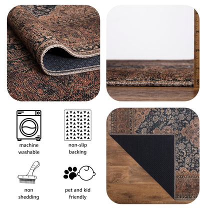 Keen Home Design 48"x72" Rug - Machine Washable Area Rug with Non-Slip Backing, Ideal for Living Room, Dining Room, Bedroom - Vintage, Easy Clean, Durable, Low Pile Rug - (4' x 6')