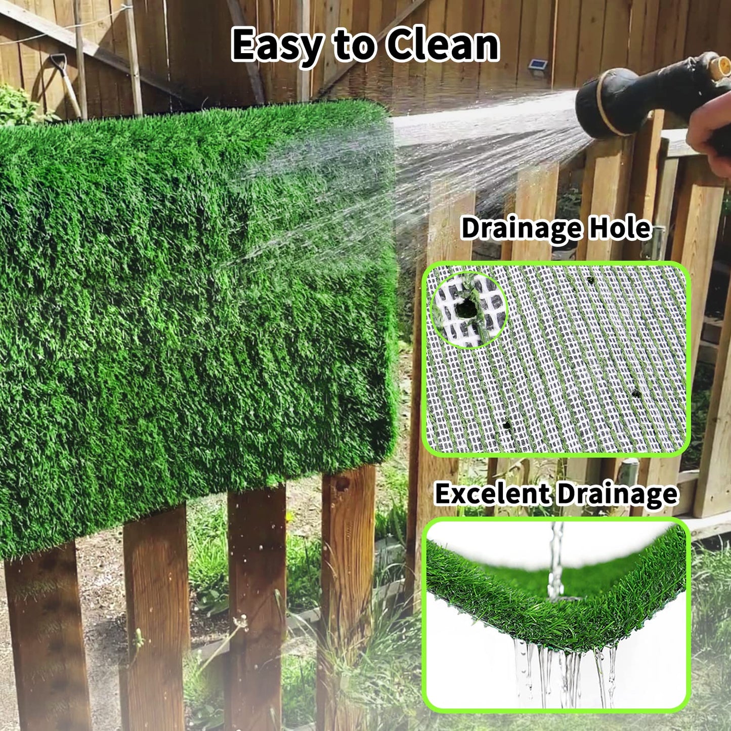 Grass Pad for Dogs 39.3 x 31.5 Inches Fast-Drain Artificial Grass for Pets Potty Training, Easy to Clean Fake Grass for Dog Indoor Outdoor Use(1 Pack)