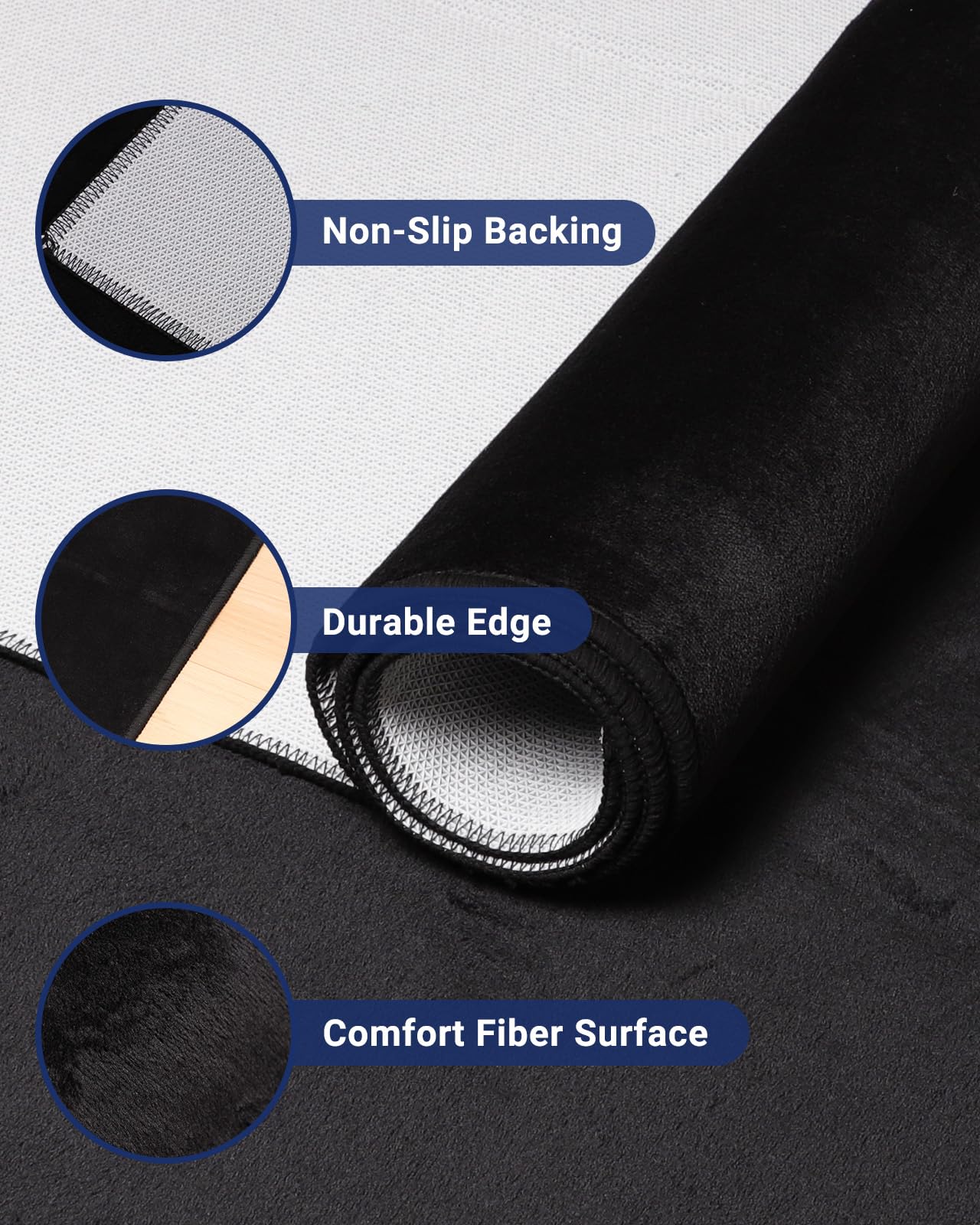 SALLOUS Chair Mat for Hard Floors, 51"x63" Washable Chair Mat Under Desk, Smooth Rolling Desk Chair Mat, Anti Slip Hard Floor Protector, Noise Reducing Desk Rug for Home Office Chair (Black)