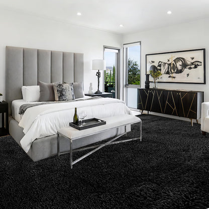 Fluffyrug Large Rugs for Living Room 10x14: Black Extra Large Area Rugs 10x14 Living Room - Black Big Area Rug