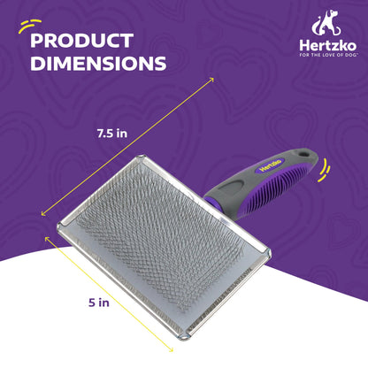 Hertzko Flexible Slicker Brush for Dogs and Cats - Removes Loose Hair, Tangles, and Knots, Flexible Head Contours on Your Pet’s Skin -Large Size Combs for Grooming Matting - Single Sided Brush