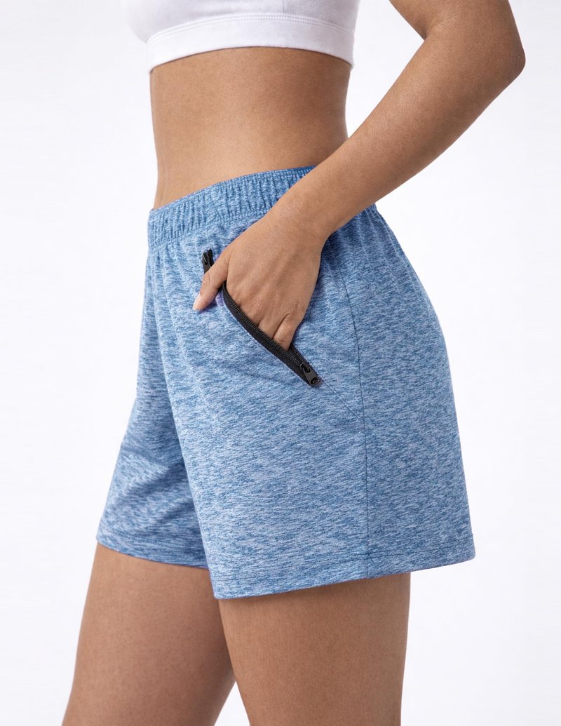 Liberty Imports 1 or 5 Pack Womens Lounge Workout Shorts with Zipper Pockets 5" Inseam Lightweight Athletic Casual Shorts