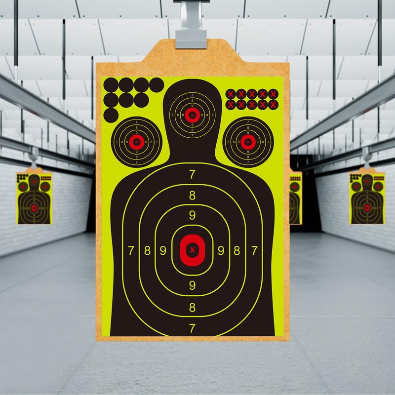 Rsgift 25 Packs Splatter Targets for Shooting,12x18 Inch Adhesive Shooting Targets with Repair Pasters,Reactive Fluorescent Yellow Shooting Targets for Outdoor Indoor Shooting Practice