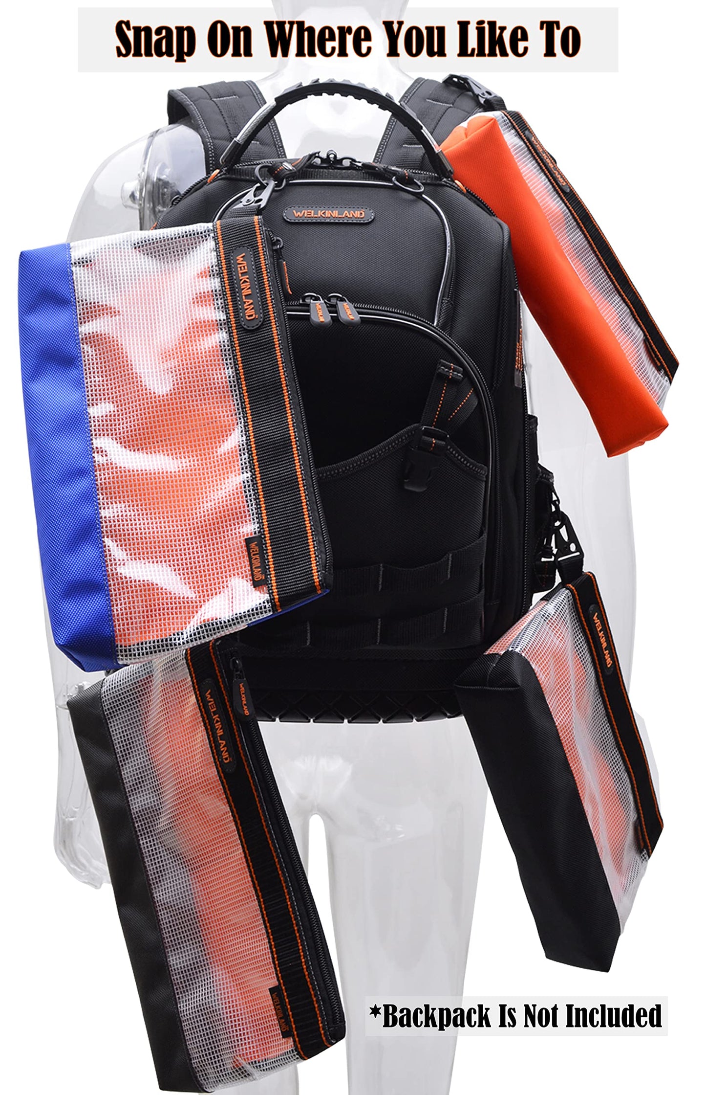 WELKINLAND Clear Tool Pouch, 4PCS Tool pouches, 13" Tools pouch, Zipper tool pouch, Tool pouch bag, Tool bag organizer, Small tool bag, Small tool pouch, Small tool bags, Tool pouches with zipper