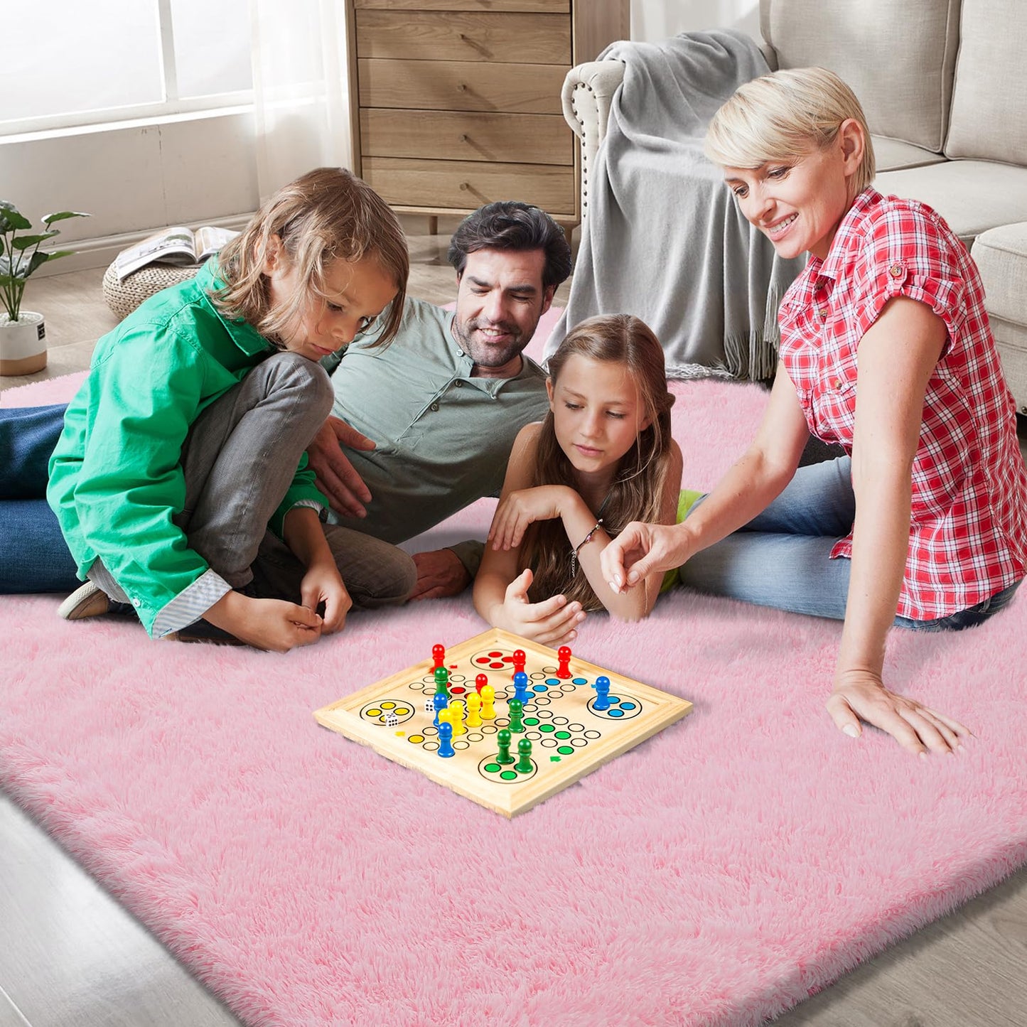 Shag Area Rugs for Bedroom Living Room,4X6 Ultra Soft Fluffy Area Rugs for Dorm,Indoor Carpet Plush Rugs for Living Room Home Decor,Pink