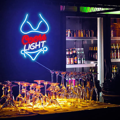 JFLLamp Crs LIGHT Neon Signs for Wall Decor Neon Lights for Bedroom Led Signs Suitable for Man Cave Bar Pub Restaurant Christmas Birthday Party Gift Led Art Wall Decorative Crs Light Bar Sign, 5V Usb Power, 17*11 Inch(Azure+red+white）
