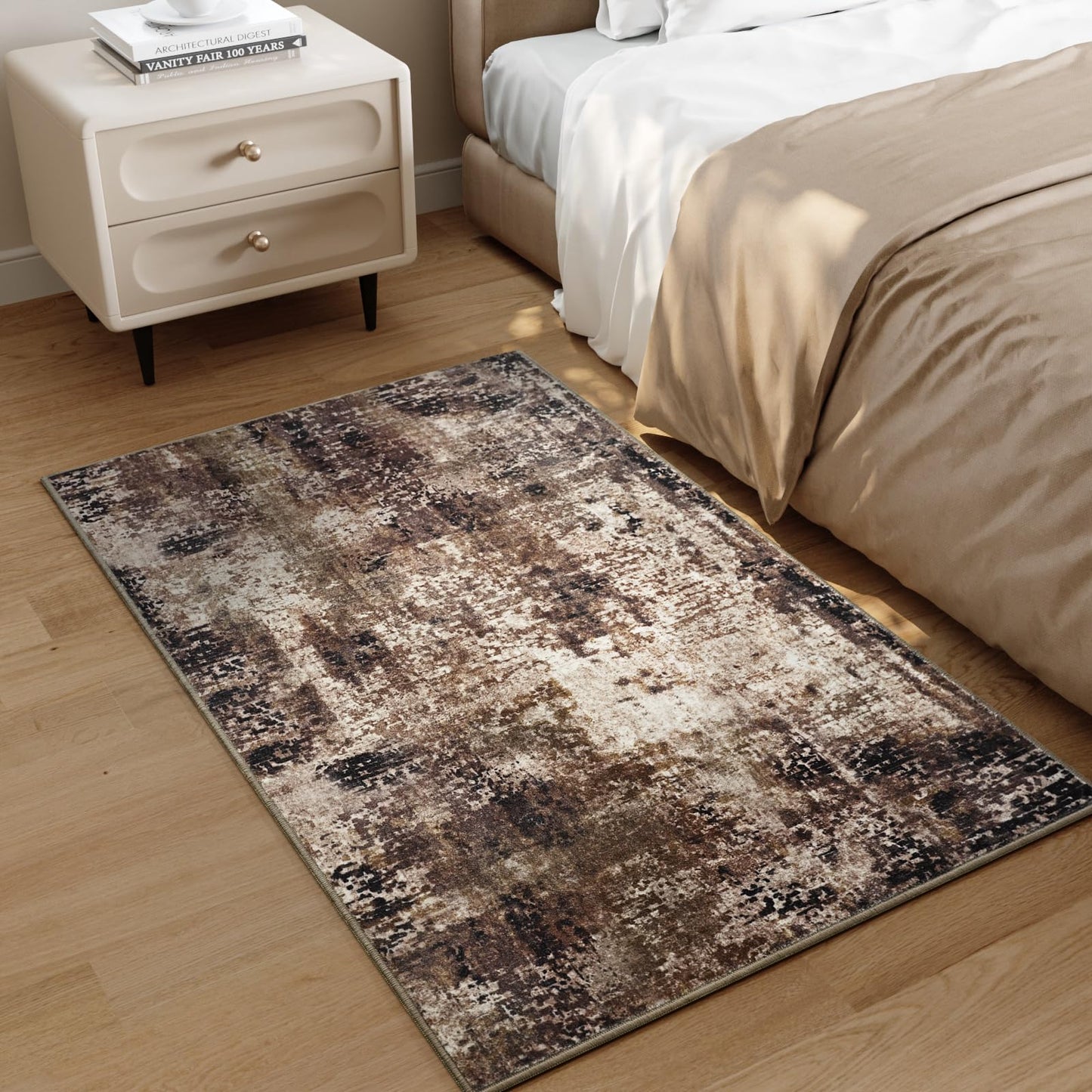 Entrance Rugs Indoor 2x3 Brown Entry Rug Washable Abstract Coffee Small Area Rug Non-Slip Low Pile Throw Rugs for Entryway, Kitchen Floor, Front Door Indoor Door Mat, Bathroom, Bedroom Bedside