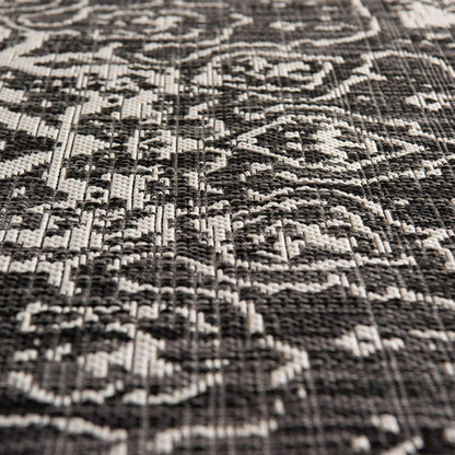 Unique Loom Outdoor Collection Area Rug - Dubai (5' 3" x 8' Oval, Charcoal Gray/ Ivory)