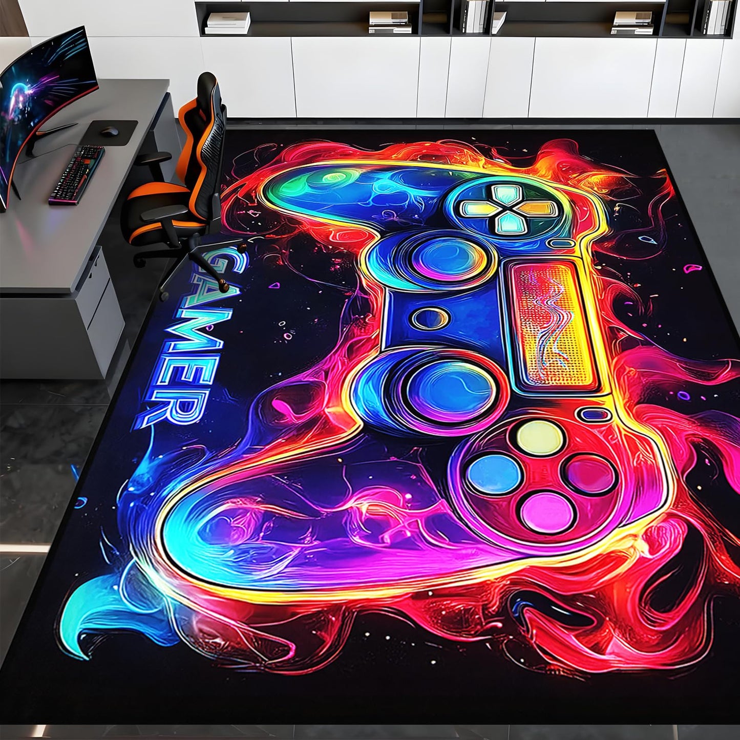 6×8 Gaming Rug for Boys Room - Gamer Area Rug for Boys Bedroom Games Themed Kids Room Decor Gaming Carpet Rugs Oversized
