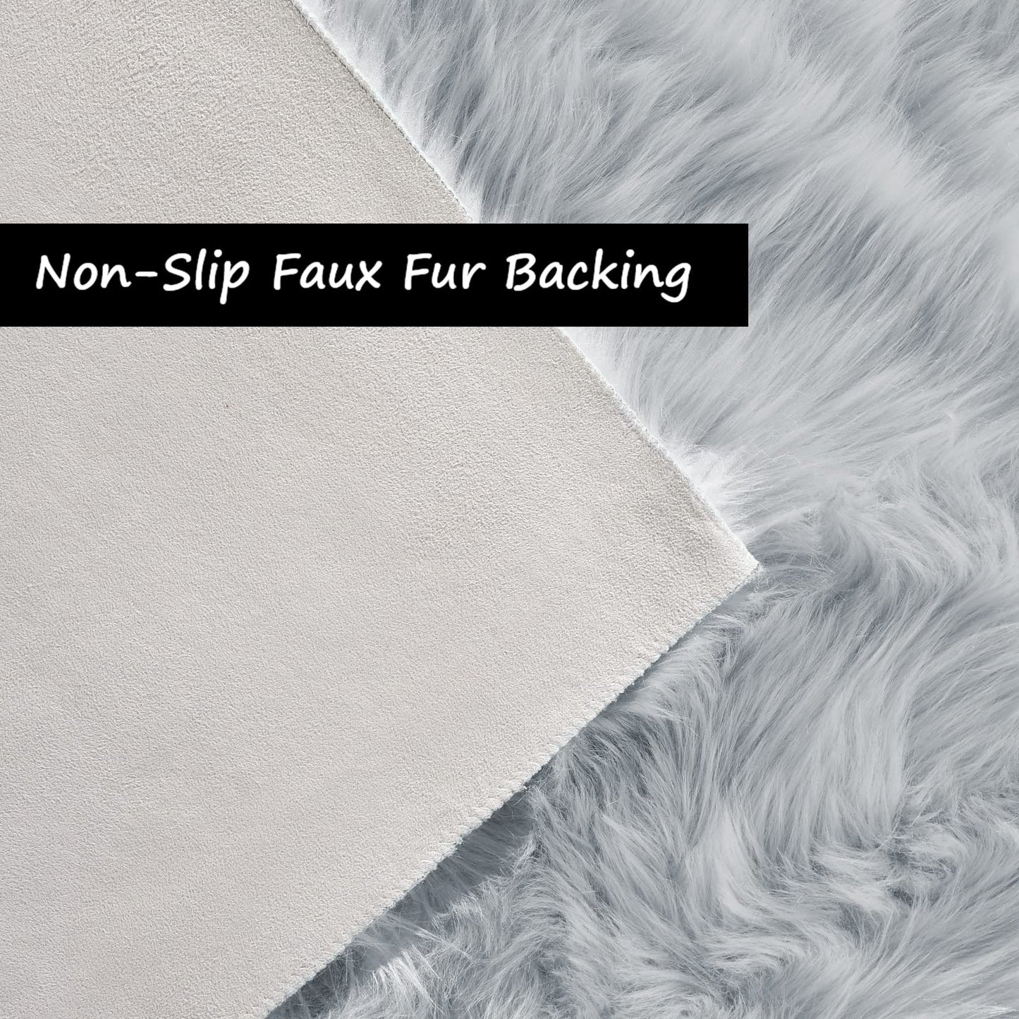 Goolela Grey Fluffy Fuzzy Furry Rug 2x3 Gray Faux Sheepskin Fur Rug for Bedroom Living Room Dorm Small Soft Bedside Carpet Plush Washable Rectangle