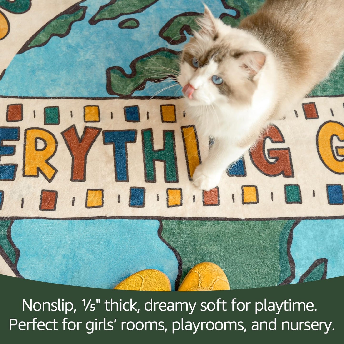 JINCHAN 4ft Round Rug Washable Fun Rug You Are Worthy Playroom Mat Non Slip Cheerful Circle Cool Floor Cover Soft Cozy Low-pile Emotional Support Throw Carpet for Entryway Kids Gift Teens Dorm Bedroom