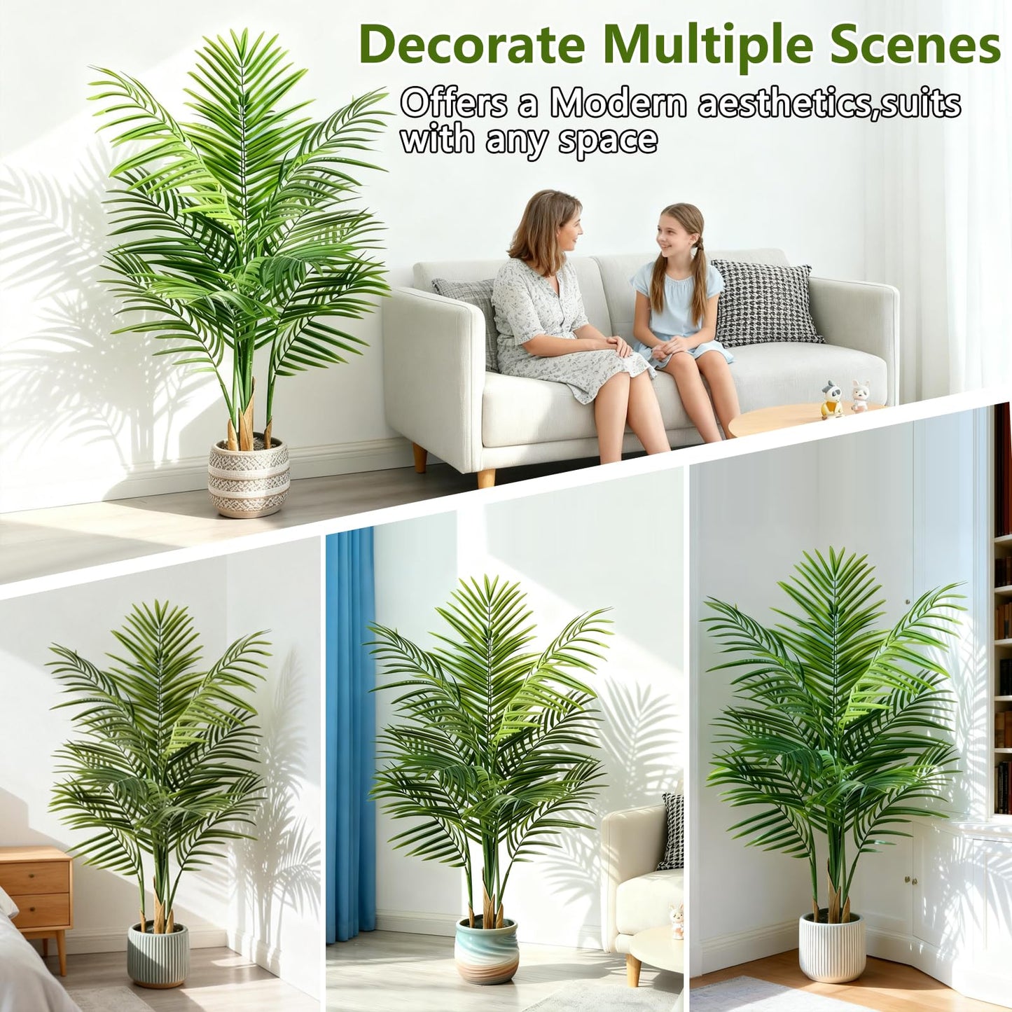 AzureLeap Artificial Palm Tree Indoor 4ft, Large Fake Tropical Areca Palm Tree with 13 Trunks, Faux Dypsis Lutescens Floor Plant in Pot for Indoor Outdoor Home Office Decor & Housewarming Gift