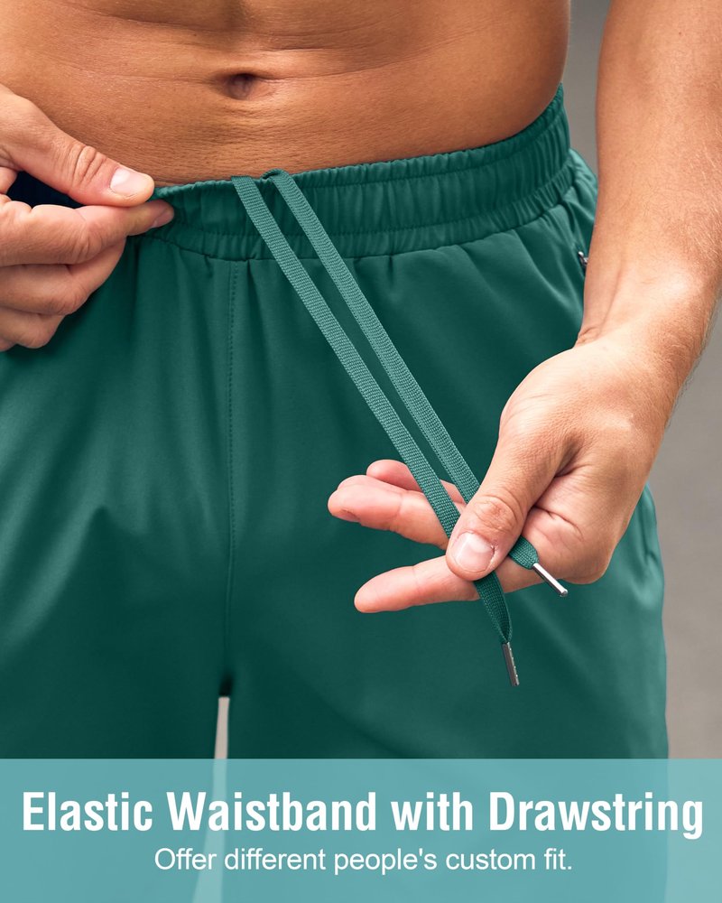 G Gradual Men's Athletic Running Shorts with Zipper Pockets Quick Dry 7"/ 5"/ 9" Workout Gym Shorts for Basketball Hiking(Rainforest Green,7XXXL)