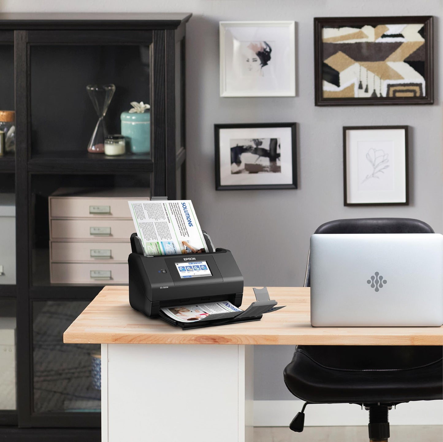 Epson Workforce ES-580W Wireless Color Duplex Tax Receipt & Desktop Document Scanner for PC and Mac with 100-sheet Auto Feeder (ADF), Intuitive 4.3' Touchscreen